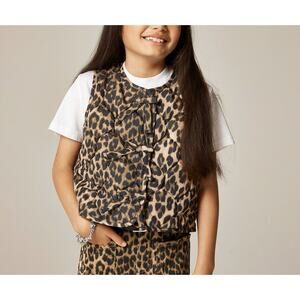 Crewcuts J.Crew Girls XL 12-13 Leopard Quilted Vest PrimaLoft NWT Bow TweenLayer